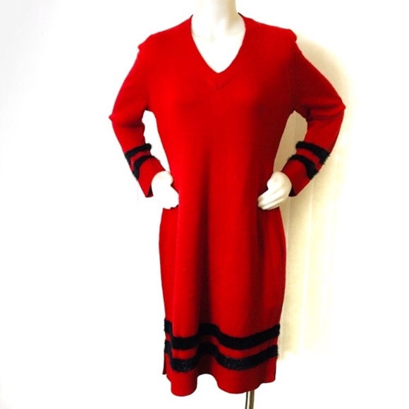 calvin klein red sweater dress